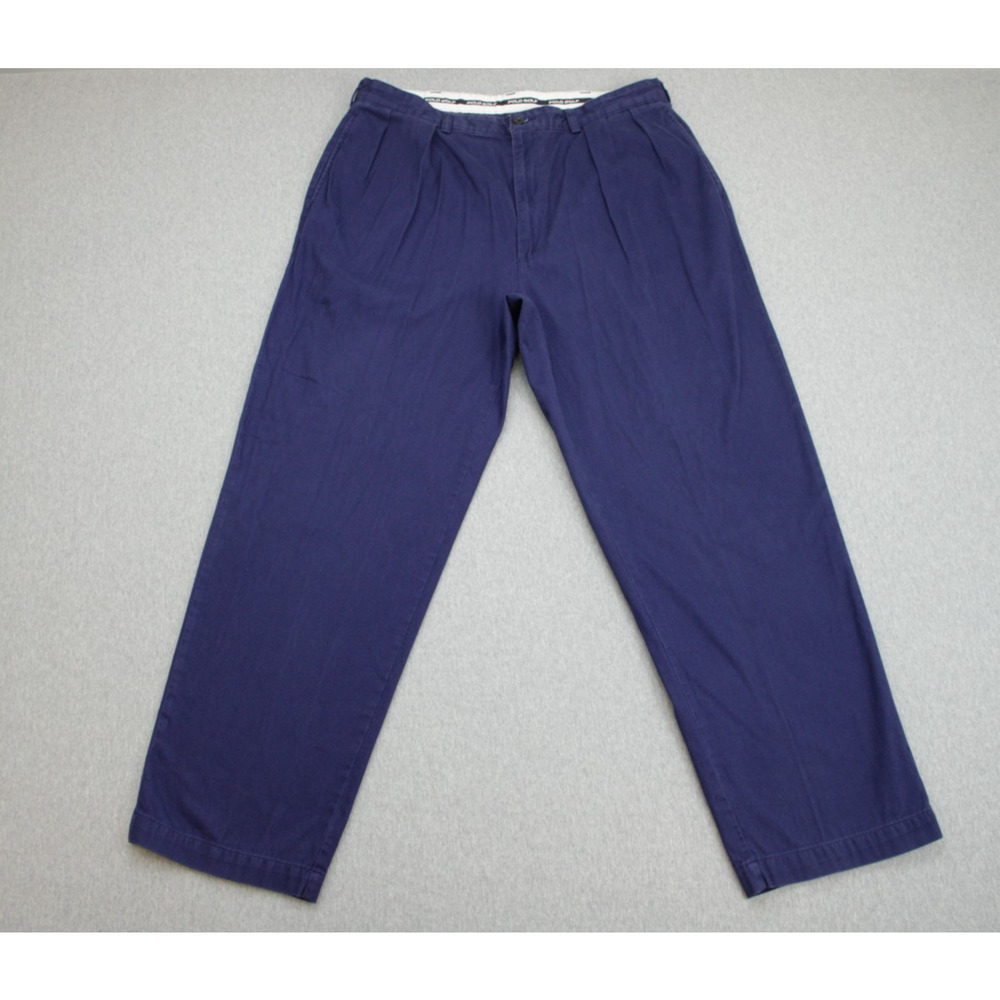 Polo Golf Pants‎ Mens 36 x 30 Blue 100% Cotton Pleated